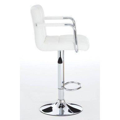 Orsina Starz White Leather Effect Swivel Bar Stool – Adjustable Height