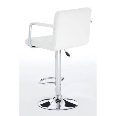 Orsina Starz White Leather Effect Swivel Bar Stool – Adjustable Height