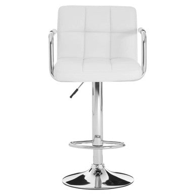 Orsina Starz White Leather Effect Swivel Bar Stool – Adjustable Height