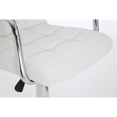 Orsina Starz White Leather Effect Swivel Bar Stool – Adjustable Height