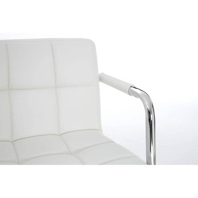 Orsina Starz White Leather Effect Swivel Bar Stool – Adjustable Height