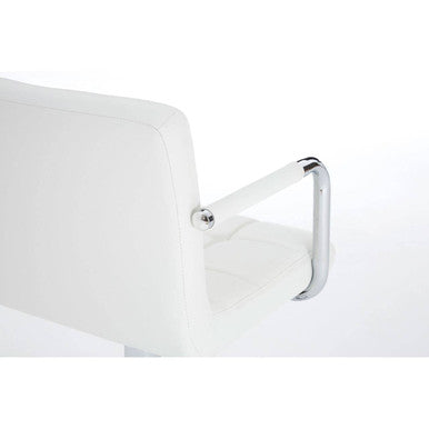 Orsina Starz White Leather Effect Swivel Bar Stool – Adjustable Height