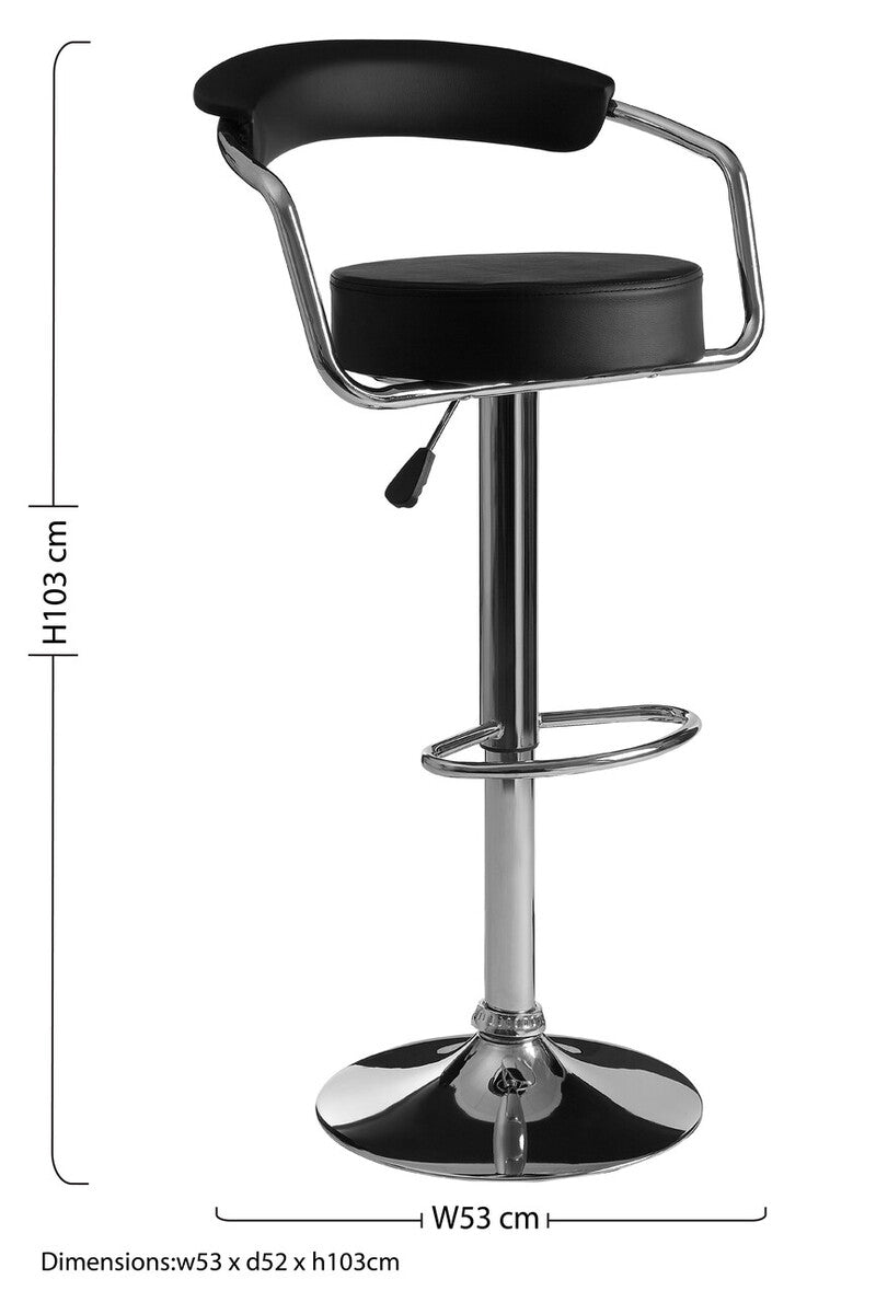 Orsina Scala Black Leather Effect Bar Chair | Adjustable Counter Stool