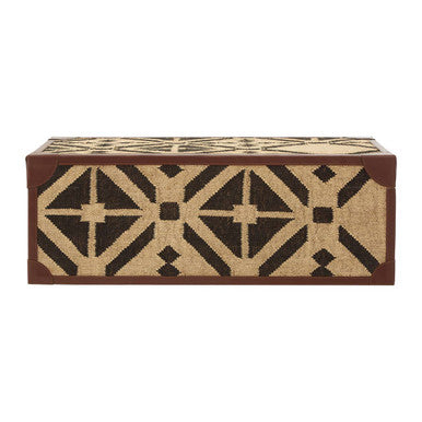 Orsina Aztec Coffee Table Trunk – Galvanised Iron & PU Leather Storage