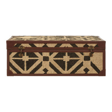 Orsina Aztec Coffee Table Trunk – Galvanised Iron & PU Leather Storage