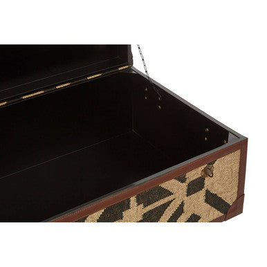 Orsina Aztec Coffee Table Trunk – Galvanised Iron & PU Leather Storage