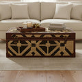 Orsina Aztec Coffee Table Trunk – Galvanised Iron & PU Leather Storage