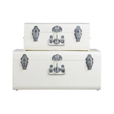 Orsina Parley Ivory Storage Trunks – Set of 2 Vintage Style Cases