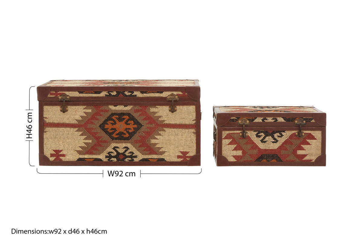Orsina Multi Print Storage Trunks – Set of 2 Patterned Nesting Boxes
