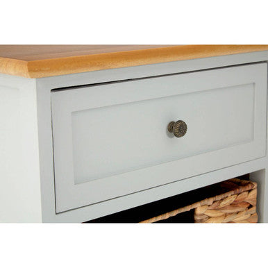Orsina Vermont Storage Cabinet – Grey 1-Drawer 2-Woven Baskets