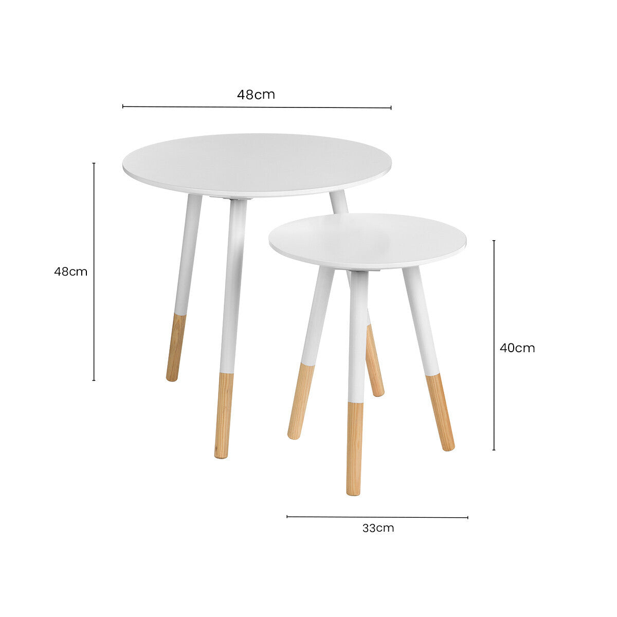 Orsina Viborg Set of 2 White Round Nesting Side Tables | Bamboo Wood