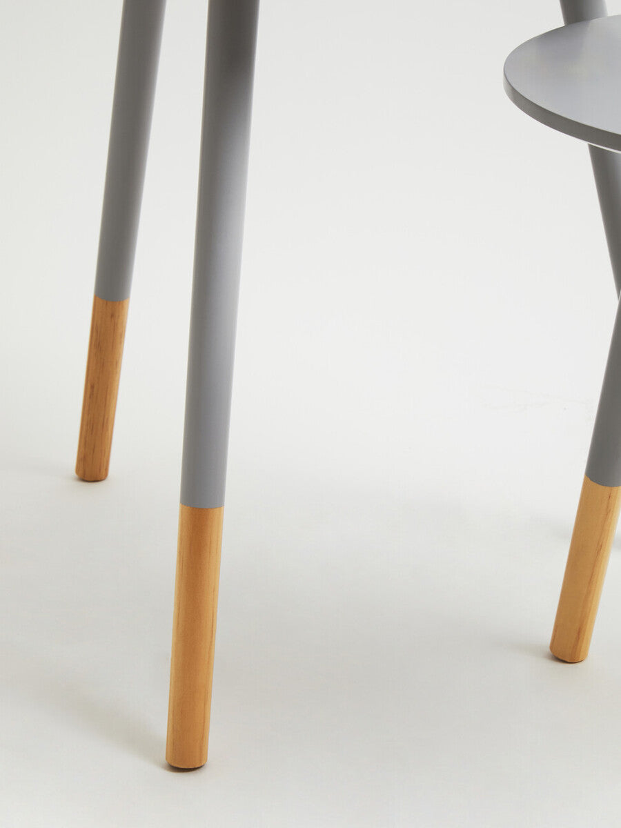 Orsina Viborg Grey Bamboo Nesting Side Tables with Wood Legs - Set of 2