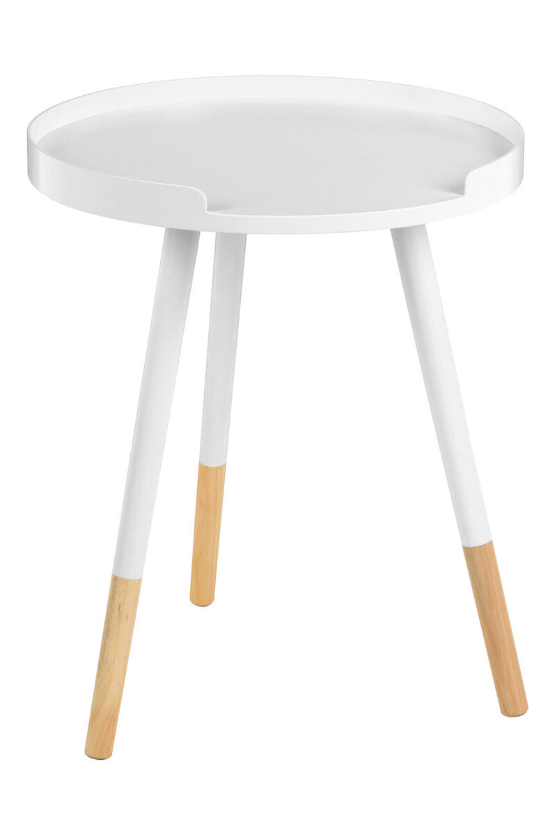 Orsina Viborg Round Side Table – White and Natural Wood Accent