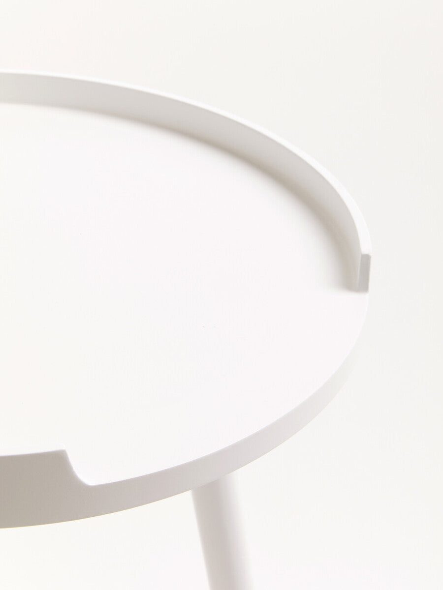 Orsina Viborg Round Side Table – White and Natural Wood Accent