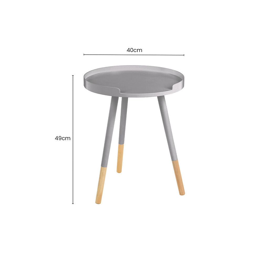 Orsina Viborg Round Side Table – Grey Wood Effect Accent End Table