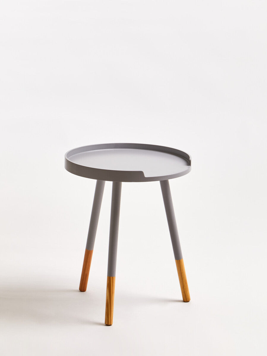 Orsina Viborg Round Side Table – Grey Wood Effect Accent End Table