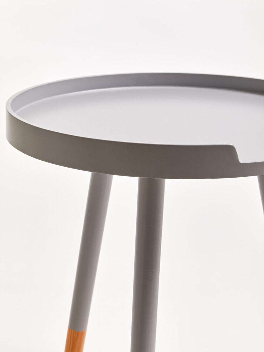 Orsina Viborg Round Side Table – Grey Wood Effect Accent End Table