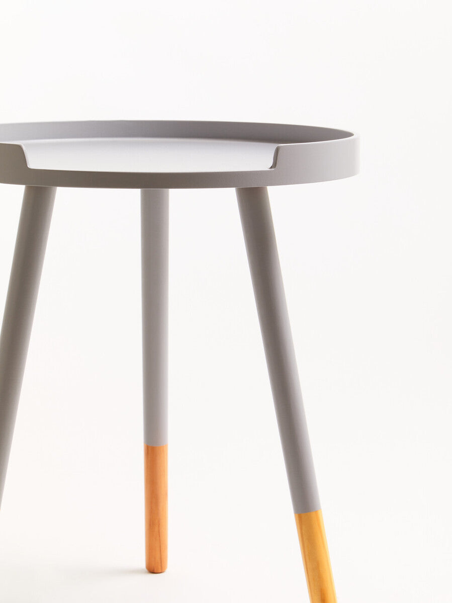 Orsina Viborg Round Side Table – Grey Wood Effect Accent End Table