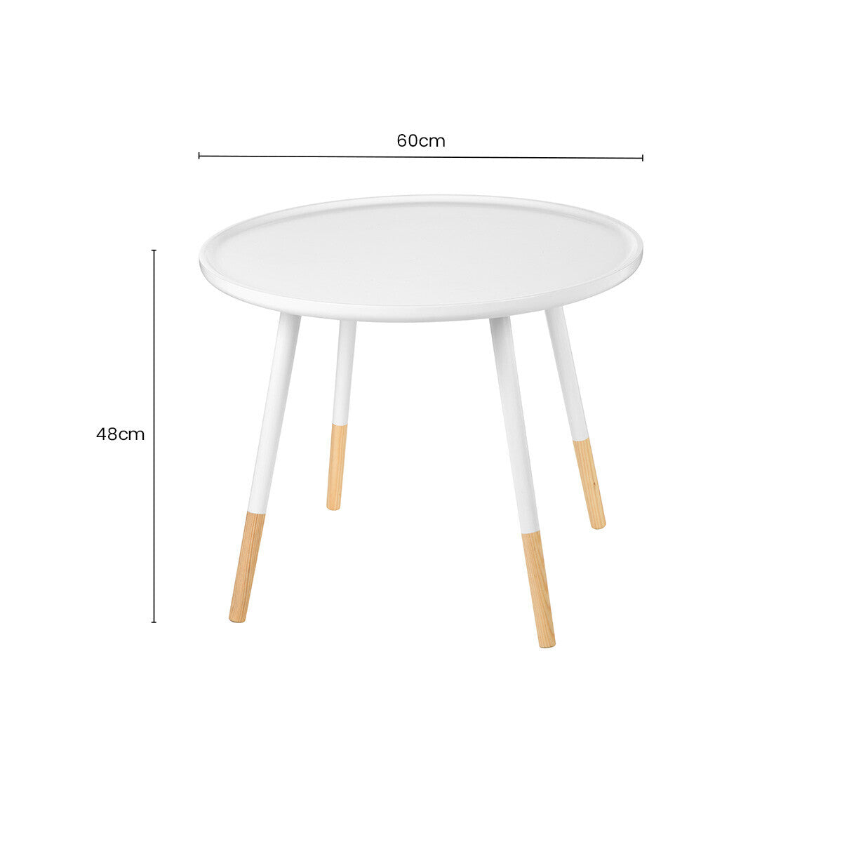 Orsina Viborg Round Side Table – White & Natural Wood Small End Table