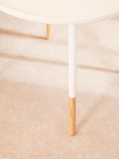 Orsina Viborg Round Side Table – White & Natural Wood Small End Table
