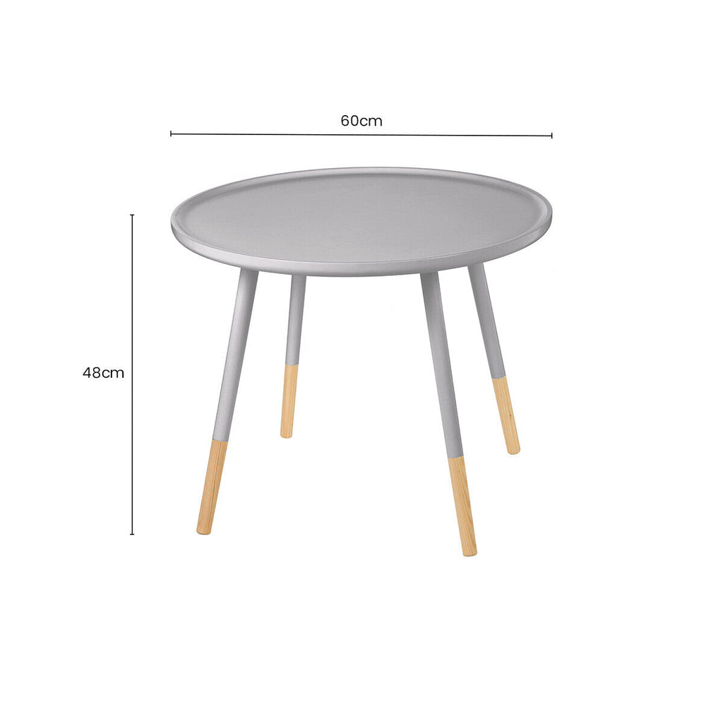 Orsina Viborg Grey Round Side Table – Large Wood Effect End Table