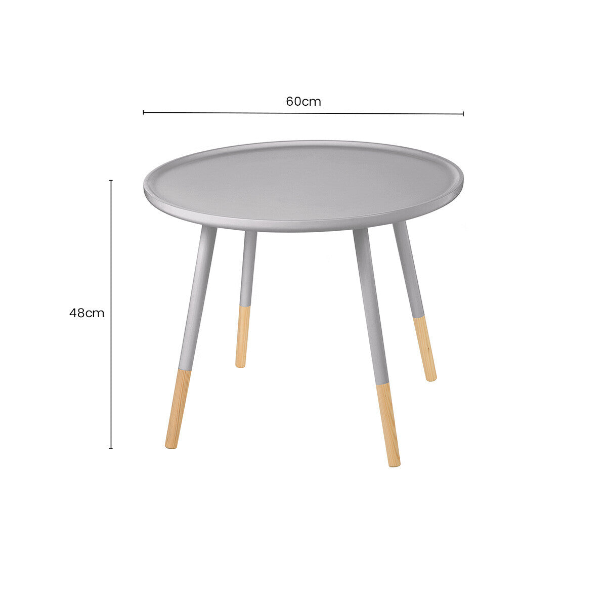 Orsina Viborg Grey Round Side Table – Large Wood Effect End Table
