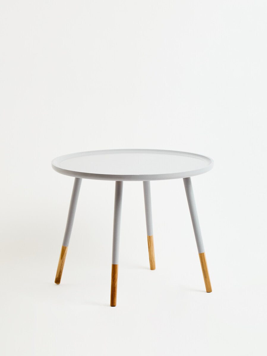 Orsina Viborg Grey Round Side Table – Large Wood Effect End Table