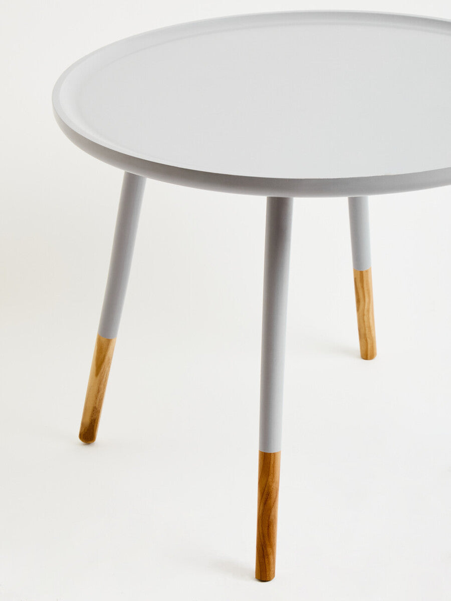 Orsina Viborg Grey Round Side Table – Large Wood Effect End Table