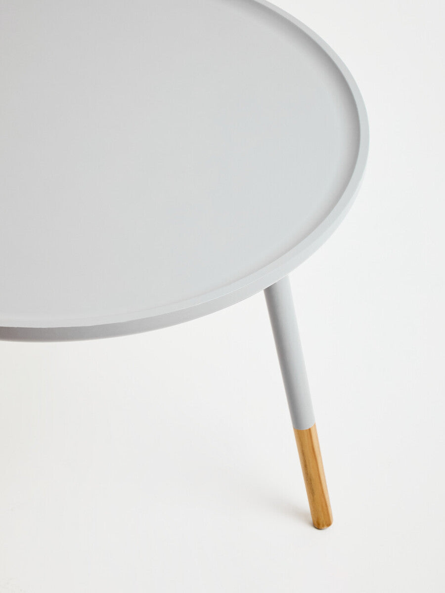 Orsina Viborg Grey Round Side Table – Large Wood Effect End Table