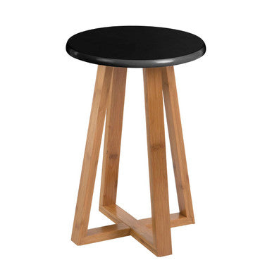Orsina Viborg Round Bamboo Stool – Black and Natural Scandinavian Seat