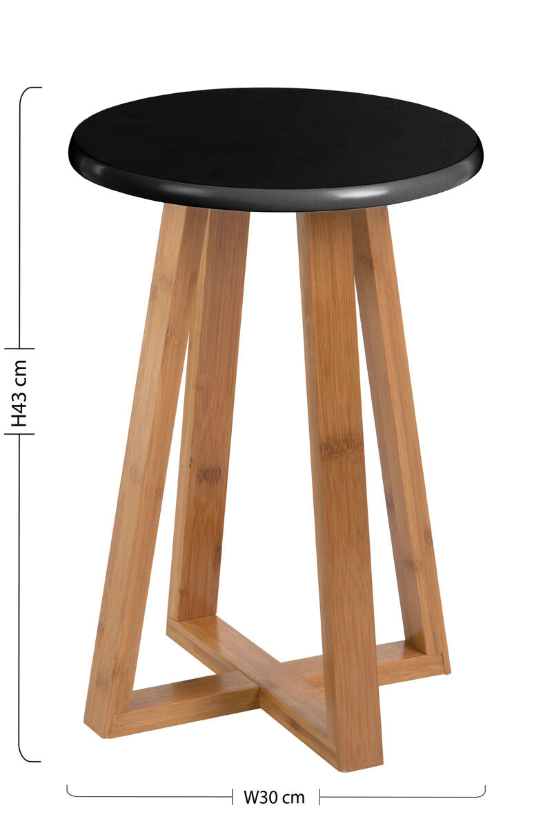 Orsina Viborg Round Bamboo Stool – Black and Natural Scandinavian Seat