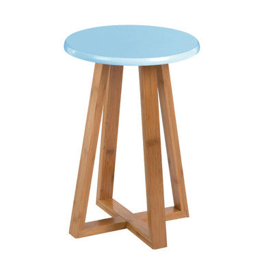Orsina Viborg Round Bamboo Stool – Blue and Natural Scandi Seat