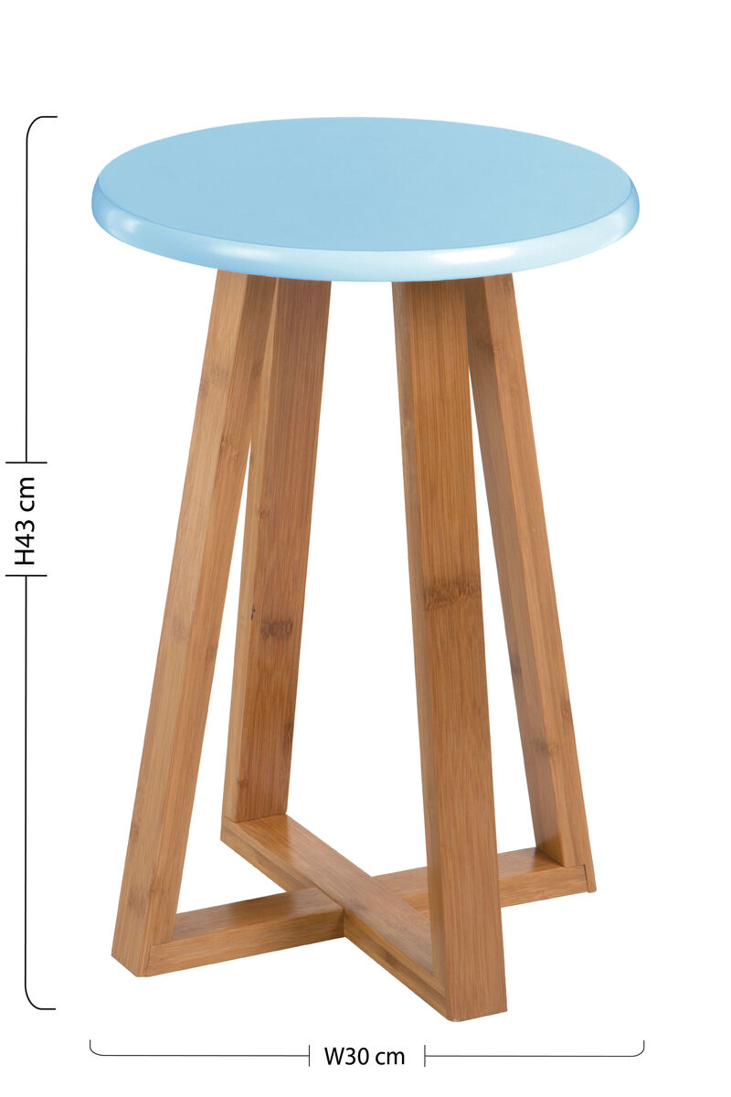Orsina Viborg Round Bamboo Stool – Blue and Natural Scandi Seat