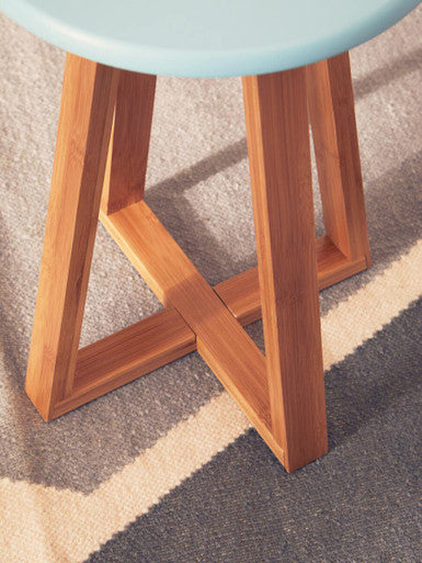 Orsina Viborg Round Bamboo Stool – Blue and Natural Scandi Seat