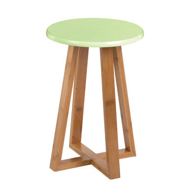 Orsina Viborg Round Bamboo Stool – Green and Natural Scandi Seating