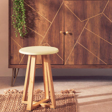 Orsina Viborg Round Bamboo Stool – Green and Natural Scandi Seating
