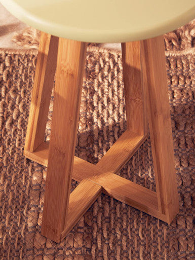 Orsina Viborg Round Bamboo Stool – Green and Natural Scandi Seating