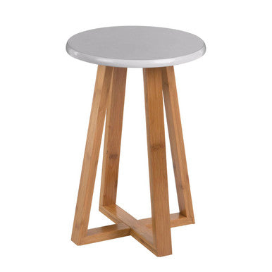 Orsina Viborg Round Bamboo Stool – Grey and Natural Scandi Seat