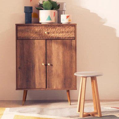 Orsina Viborg Round Bamboo Stool – Grey and Natural Scandi Seat