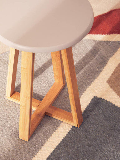 Orsina Viborg Round Bamboo Stool – Grey and Natural Scandi Seat