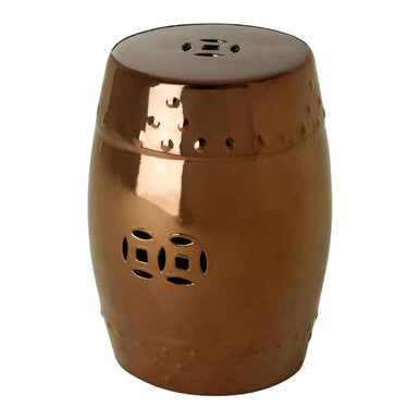 Orsina Torcello Copper Finish Dolomite Accent Table and Stool