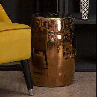 Orsina Torcello Copper Finish Dolomite Accent Table and Stool