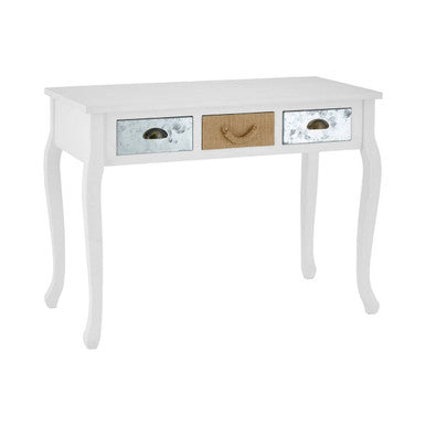 Orsina Weymouth White Pinewood Console Table with 3 Mixed Drawers