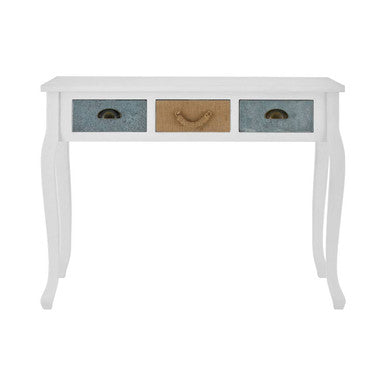 Orsina Weymouth White Pinewood Console Table with 3 Mixed Drawers