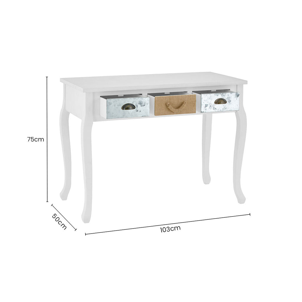 Orsina Weymouth White Pinewood Console Table with 3 Mixed Drawers