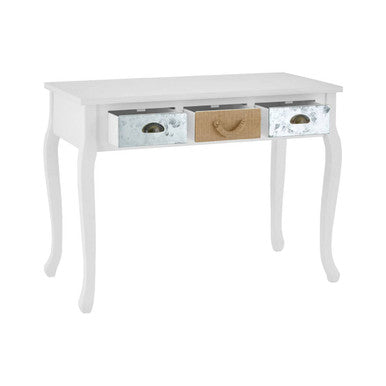 Orsina Weymouth White Pinewood Console Table with 3 Mixed Drawers