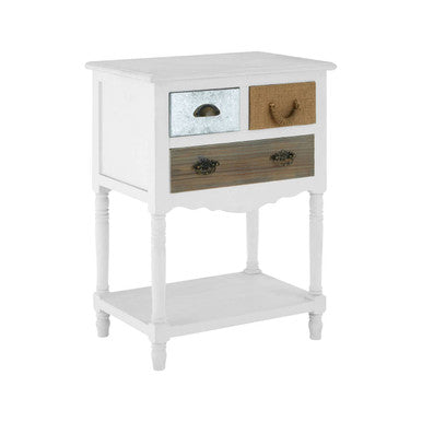 Orsina Weymouth 3 Drawer Unit with Shelf – White Coastal Storage Chest