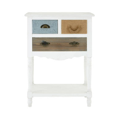 Orsina Weymouth 3 Drawer Unit with Shelf – White Coastal Storage Chest