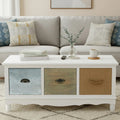 Orsina Weymouth Coffee Table | White 3-Drawer Coastal Wood Table