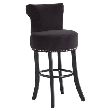 Orsina Regents Park Black Velvet Bar Chair | Modern Upholstered Stool